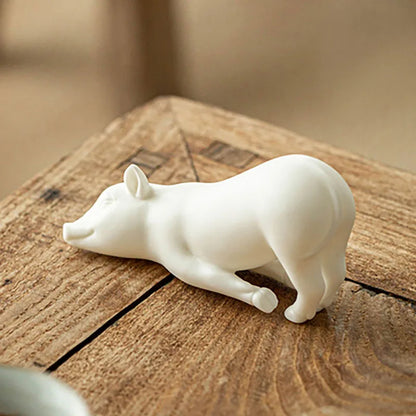 Ceramic Cute Pure White Animal Pig Figurines Porcelain Table Home Decoration Modern Statue Handmade furnishings Ornaments