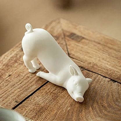 Ceramic Cute Pure White Animal Pig Figurines Porcelain Table Home Decoration Modern Statue Handmade furnishings Ornaments