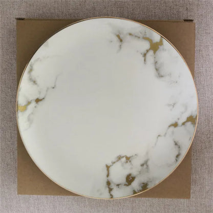 Ceramic Dinner Plate Marble Food Plates Home Tableware Gold Inlay Porcelain Nordic Dessert Steak Salad Snack Cake Plates Dishes