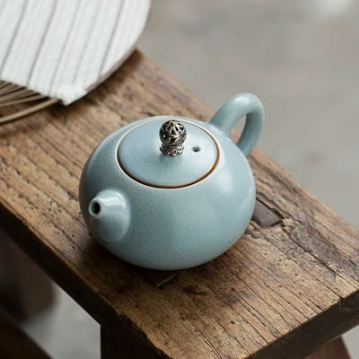Ceramic Enamel Ru Kiln Teapot Azure Single Pot Kungfu Jin Jun Mei Tea Set Household Small Pot Tea Ceremony Teaware Free Shipping
