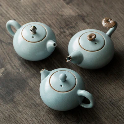 Ceramic Enamel Ru Kiln Teapot Azure Single Pot Kungfu Jin Jun Mei Tea Set Household Small Pot Tea Ceremony Teaware Free Shipping