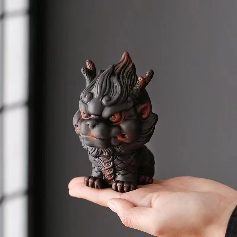 Ceramic Fire Kirin Auspicious Animal Statue Chinese characteristic works of art Luxury Home Room Office Decoration Statue
