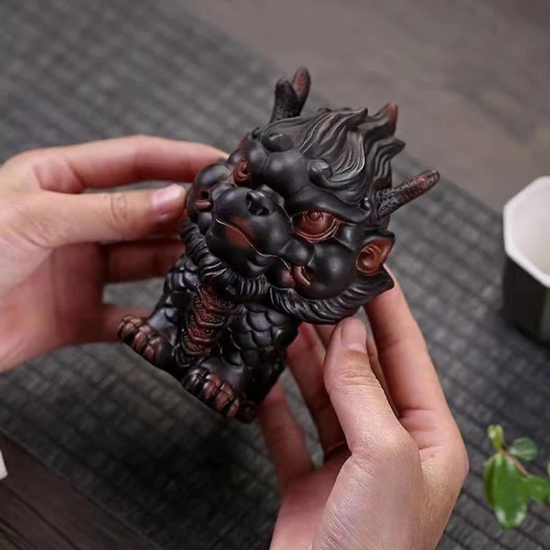 Ceramic Fire Kirin Auspicious Animal Statue Chinese characteristic works of art Luxury Home Room Office Decoration Statue