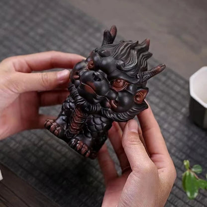 Ceramic Fire Kirin Auspicious Animal Statue Chinese characteristic works of art Luxury Home Room Office Decoration Statue