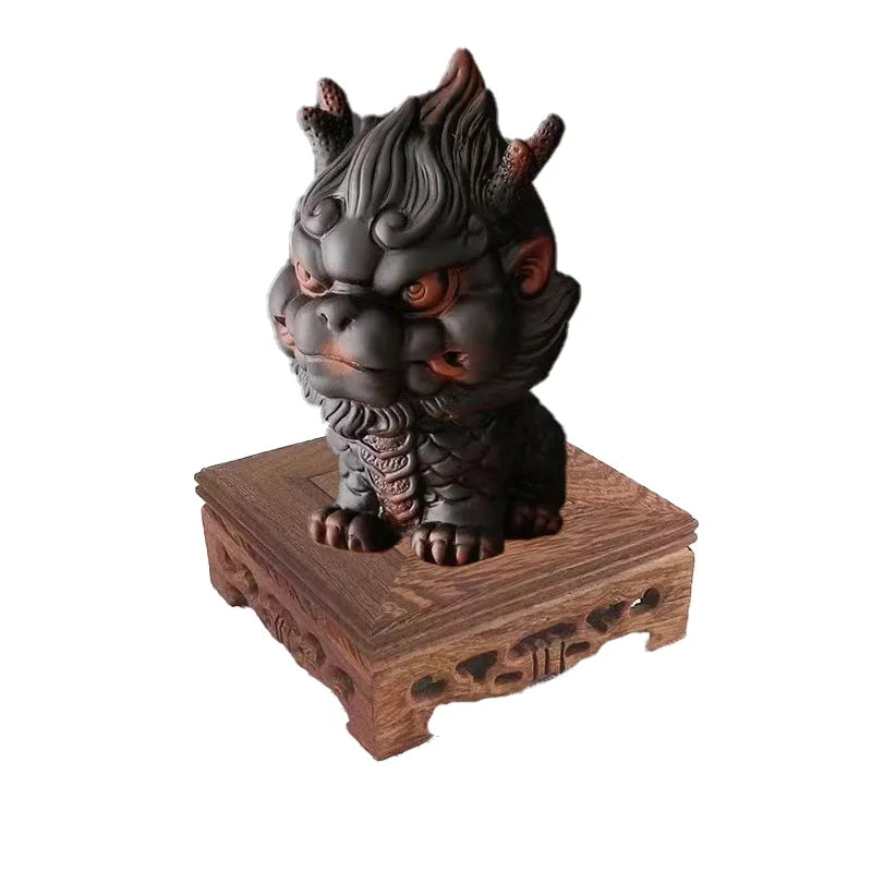 Ceramic Fire Kirin Auspicious Animal Statue Chinese characteristic works of art Luxury Home Room Office Decoration Statue