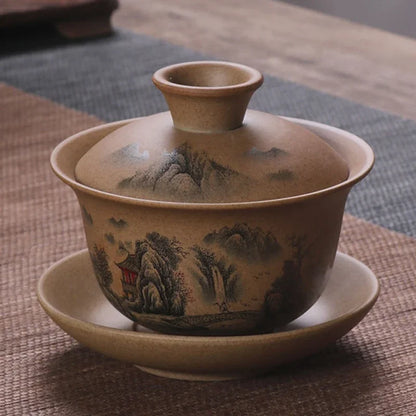Ceramic Gaiwan jingdezhen Chinese Kungfu Teaset Three talents Tea Bowl Large Teacup Saucer Set Home tea maker Tea ceremony Gift