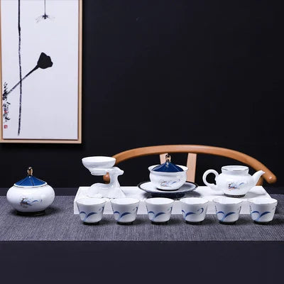 Ceramic Gold Tea Set Home Teapot Kungfu Black Tea Da Hong Pao Cover Bowl High-grade Gift Fair Cup Teaware Free Shipping