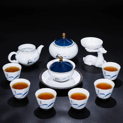 Ceramic Gold Tea Set Home Teapot Kungfu Black Tea Da Hong Pao Cover Bowl High-grade Gift Fair Cup Teaware Free Shipping