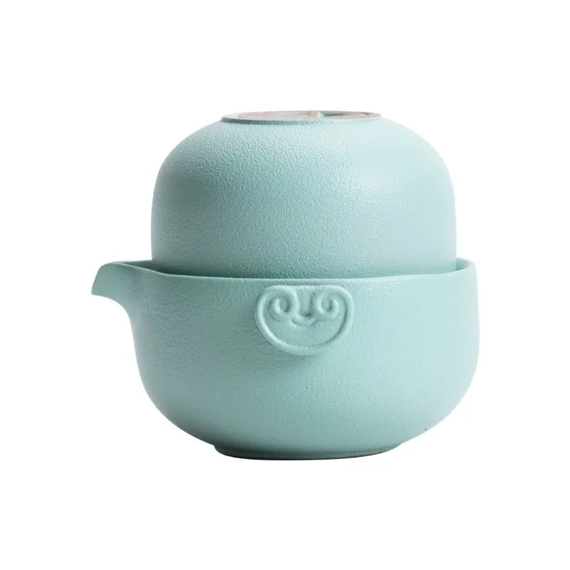 Ceramic Gongfu Travel Tea Set Gorgeous Chinese Teapot Set One Pot Tea Cups Portable Carrying Case Tea Set Chinese