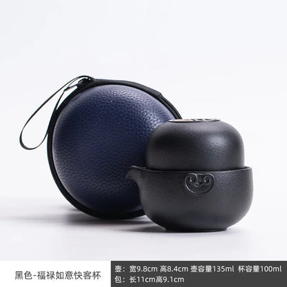 Ceramic Gongfu Travel Tea Set Gorgeous Chinese Teapot Set One Pot Tea Cups Portable Carrying Case Tea Set Chinese