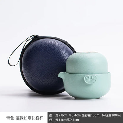 Ceramic Gongfu Travel Tea Set Gorgeous Chinese Teapot Set One Pot Tea Cups Portable Carrying Case Tea Set Chinese