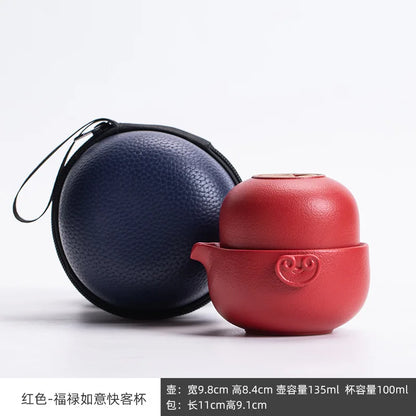Ceramic Gongfu Travel Tea Set Gorgeous Chinese Teapot Set One Pot Tea Cups Portable Carrying Case Tea Set Chinese