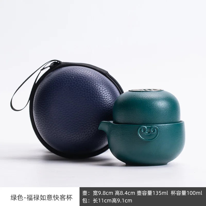 Ceramic Gongfu Travel Tea Set Gorgeous Chinese Teapot Set One Pot Tea Cups Portable Carrying Case Tea Set Chinese