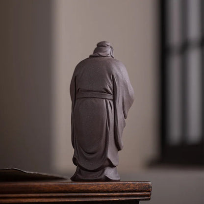 Ceramic Historical Figure Confucius Statue Handmade Sculpture Luxury Home Room Office Decor Statue Gift Collection 7.27 in
