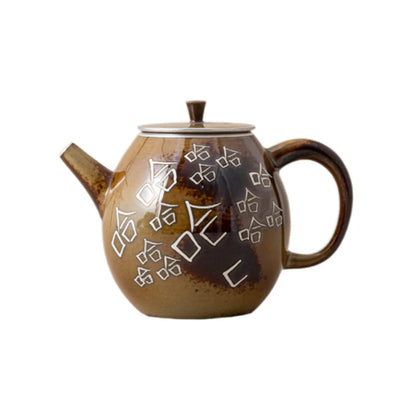 Ceramic Ice-cracked Silver Teapot Tea Set Kiln Change Haha pot Single Pot New Product Ideas Home Retro Teaware Kitchen Dining