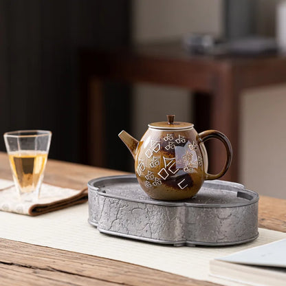 Ceramic Ice-cracked Silver Teapot Tea Set Kiln Change Haha pot Single Pot New Product Ideas Home Retro Teaware Kitchen Dining