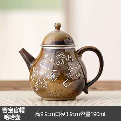 Ceramic Ice-cracked Silver Teapot Tea Set Kiln Change Haha pot Single Pot New Product Ideas Home Retro Teaware Kitchen Dining