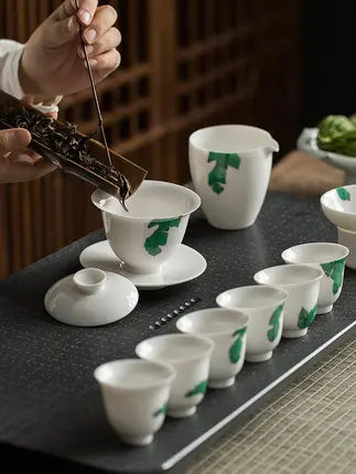 Ceramic Japanese Style Tea Set Cover Bowl Teapot Teacups Office Home Kung Fu Green Tea Jin Jun Mei Oolong Teaware Free Shipping