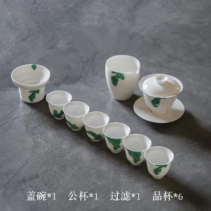 Ceramic Japanese Style Tea Set Cover Bowl Teapot Teacups Office Home Kung Fu Green Tea Jin Jun Mei Oolong Teaware Free Shipping