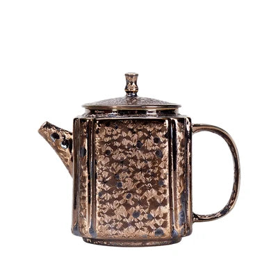 Ceramic Kiln Change Tianmu Glaze Teapot Household Simple Large Kung Fu Black Tea Colorful Sheet Metal Jianye Tea Maker