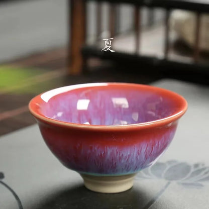 Ceramic Kiln Changed Coffee Cup and Saucer Set Creative Vintage Chinese Breakfast Cups Afternoon Tea Drinking Utensils