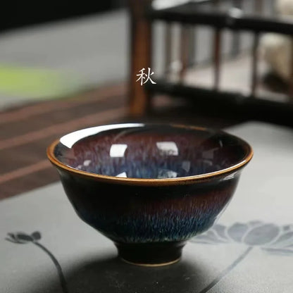 Ceramic Kiln Changed Coffee Cup and Saucer Set Creative Vintage Chinese Breakfast Cups Afternoon Tea Drinking Utensils