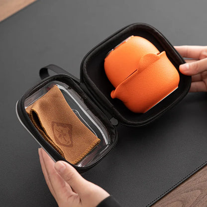 Ceramic Kung Fu Tea Pot Persimmon Shape Teapot and Tea Cup Chinese Pottery Tea Making Outdoor Portable Travel Teaware Tea Set