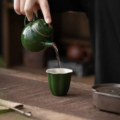 Ceramic Kung Fu Tea Set Cup Master Cup Emerald Retro Household Personal Single Guest Cups Pretty Pottery Technology Teaware Bar