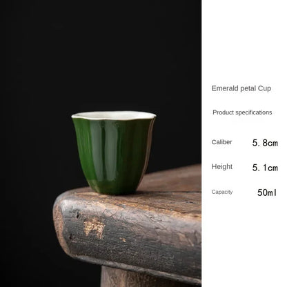 Ceramic Kung Fu Tea Set Cup Master Cup Emerald Retro Household Personal Single Guest Cups Pretty Pottery Technology Teaware Bar