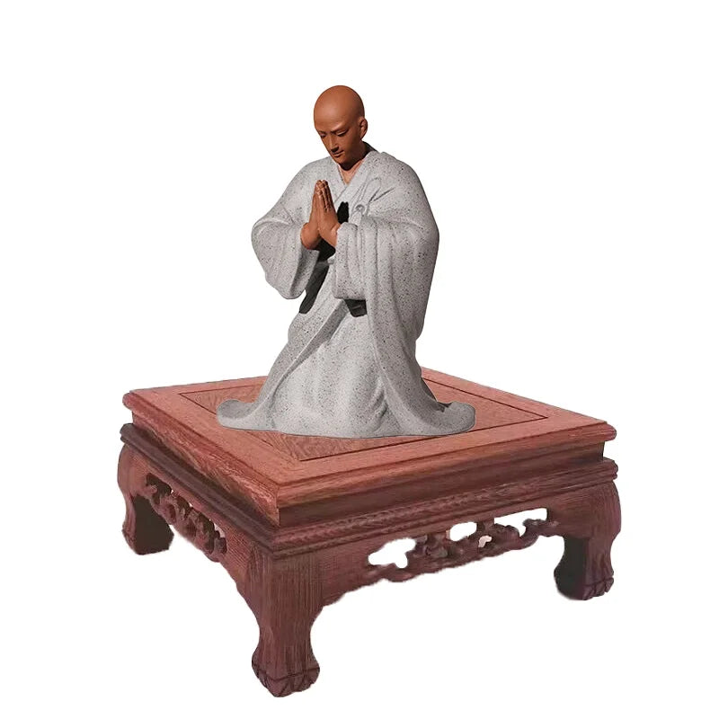 Ceramic Little Monk Blessing Figure Statue Porcelain Art Handmade Sculpture Home Living Room Office Decoration  Free Delivery