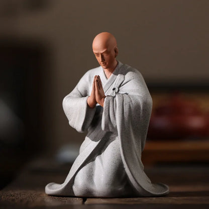 Ceramic Little Monk Blessing Figure Statue Porcelain Art Handmade Sculpture Home Living Room Office Decoration  Free Delivery