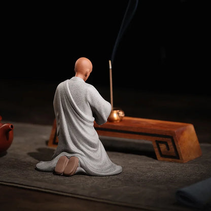 Ceramic Little Monk Blessing Figure Statue Porcelain Art Handmade Sculpture Home Living Room Office Decoration  Free Delivery
