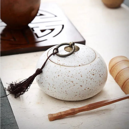 Ceramic Little Tea Caddy, Chinese, All Kinds of Tea Storage Box, Crude Pottery Canister, Container for Puer Tea, Modern Style