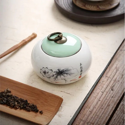 Ceramic Little Tea Caddy, Chinese, All Kinds of Tea Storage Box, Crude Pottery Canister, Container for Puer Tea, Modern Style