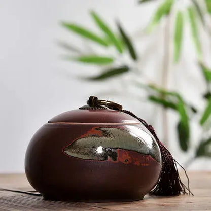 Ceramic Little Tea Caddy, Chinese, All Kinds of Tea Storage Box, Crude Pottery Canister, Container for Puer Tea, Modern Style