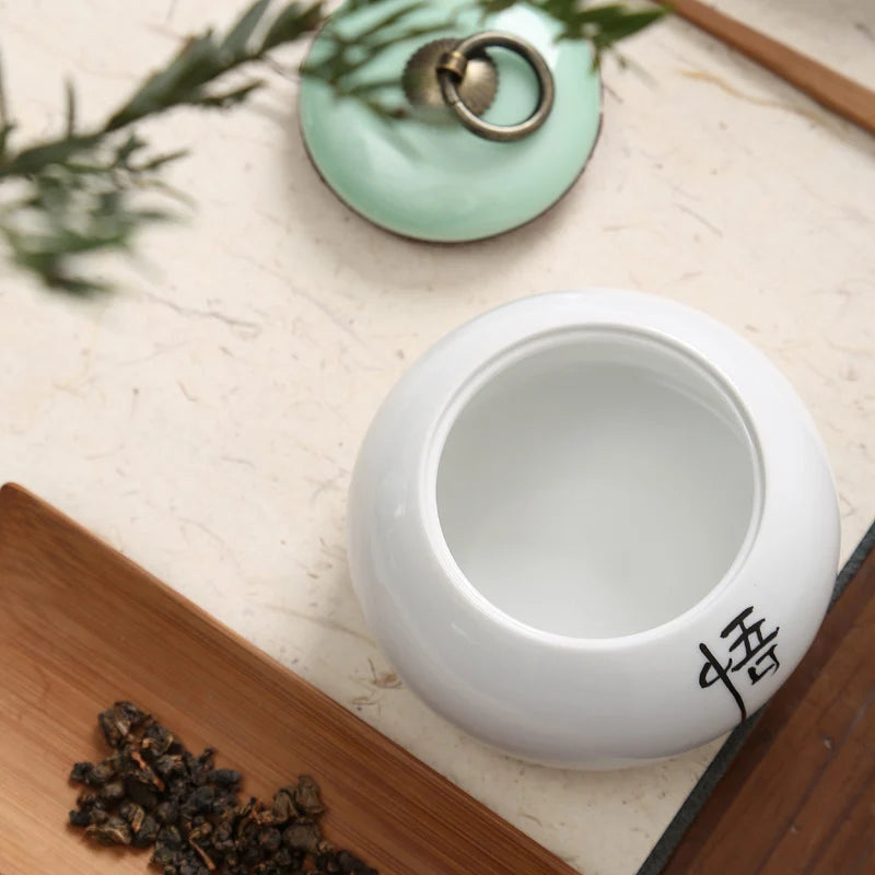 Ceramic Little Tea Caddy, Chinese, All Kinds of Tea Storage Box, Crude Pottery Canister, Container for Puer Tea, Modern Style