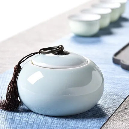 Ceramic Little Tea Caddy, Chinese, All Kinds of Tea Storage Box, Crude Pottery Canister, Container for Puer Tea, Modern Style