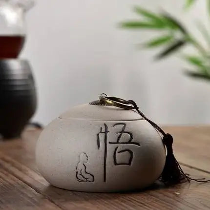 Ceramic Little Tea Caddy, Chinese, All Kinds of Tea Storage Box, Crude Pottery Canister, Container for Puer Tea, Modern Style
