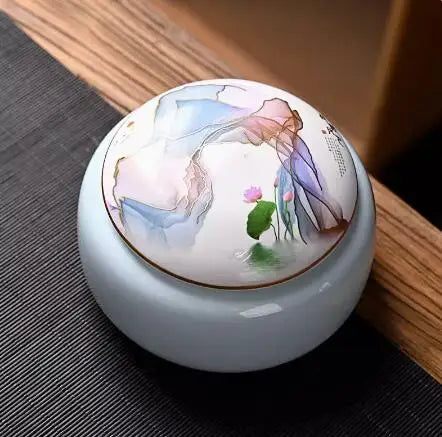 Ceramic Little Tea Caddy, Chinese, All Kinds of Tea Storage Box, Crude Pottery Canister, Container for Puer Tea, Modern Style