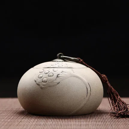 Ceramic Little Tea Caddy, Chinese, All Kinds of Tea Storage Box, Crude Pottery Canister, Container for Puer Tea, Modern Style