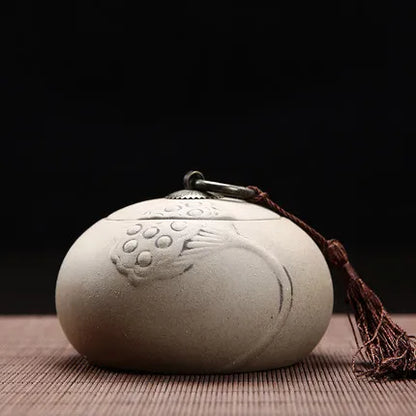 Ceramic Little Tea Caddy, Chinese, All Kinds of Tea Storage Box, Crude Pottery Canister, Container for Puer Tea, Modern Style