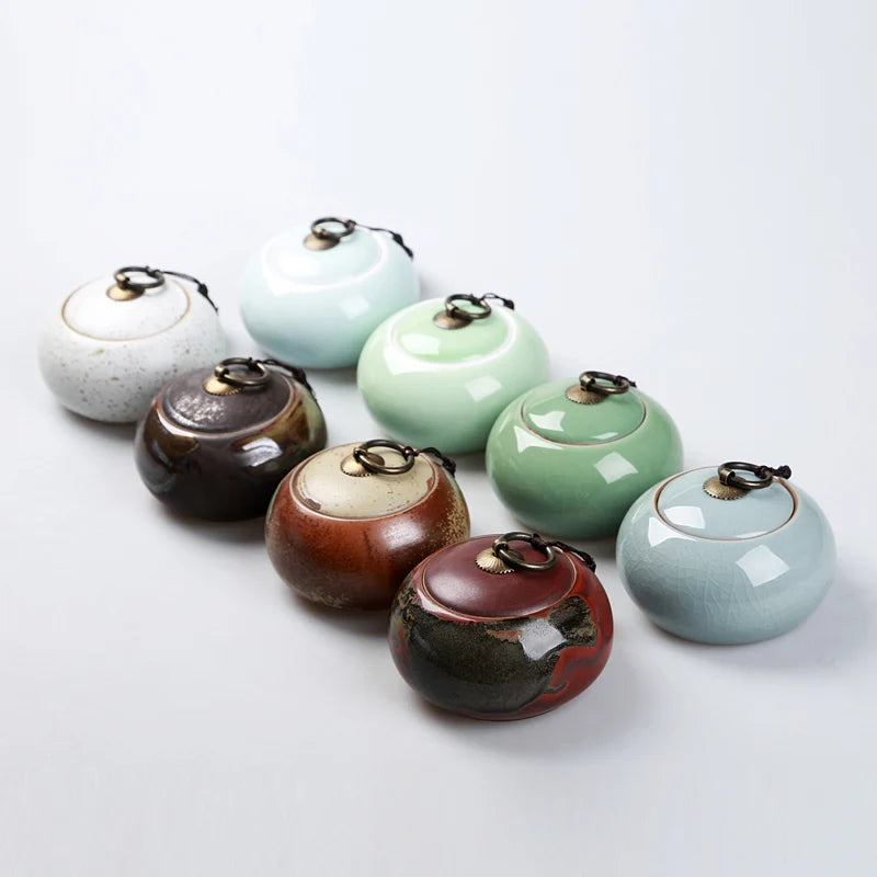 Ceramic Little Tea Caddy, Chinese, All Kinds of Tea Storage Box, Crude Pottery Canister, Container for Puer Tea, Modern Style