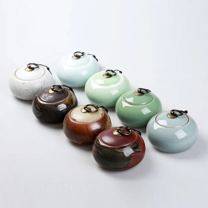 Ceramic Little Tea Caddy, Chinese, All Kinds of Tea Storage Box, Crude Pottery Canister, Container for Puer Tea, Modern Style
