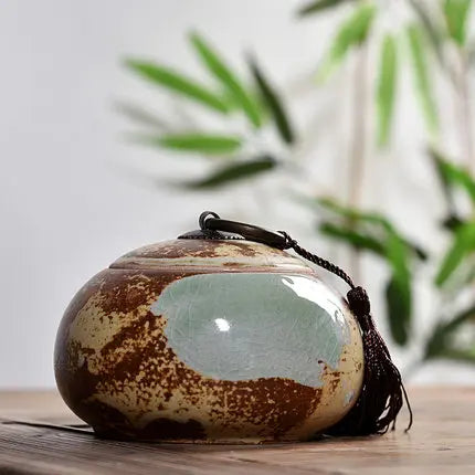 Ceramic Little Tea Caddy, Chinese, All Kinds of Tea Storage Box, Crude Pottery Canister, Container for Puer Tea, Modern Style