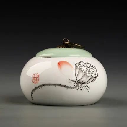 Ceramic Little Tea Caddy, Chinese, All Kinds of Tea Storage Box, Crude Pottery Canister, Container for Puer Tea, Modern Style