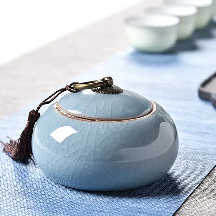 Ceramic Little Tea Caddy, Chinese, All Kinds of Tea Storage Box, Crude Pottery Canister, Container for Puer Tea, Modern Style