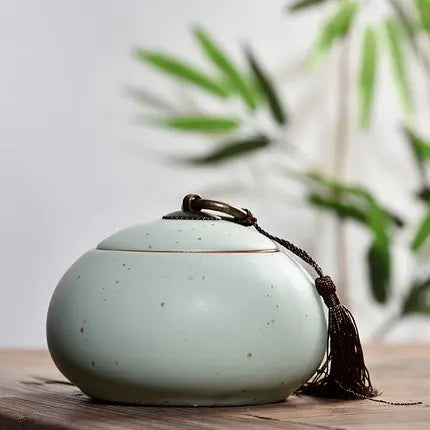 Ceramic Little Tea Caddy, Chinese, All Kinds of Tea Storage Box, Crude Pottery Canister, Container for Puer Tea, Modern Style