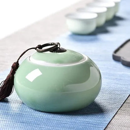Ceramic Little Tea Caddy, Chinese, All Kinds of Tea Storage Box, Crude Pottery Canister, Container for Puer Tea, Modern Style
