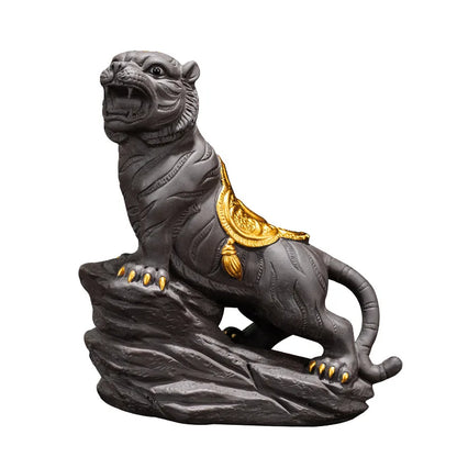 Ceramic Lucky Tiger Ornament Raw ore purple sand sculpture Creative Home Living Room Bedroom Decorations tea set crafts