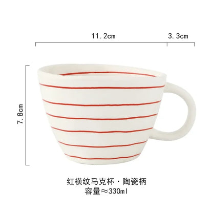 Ceramic Mug Hand-Painted Irregular Chessboard Checkered Coffee Cup Large Capacity Water Cup Milk Tea Oatmeal Mugs Household